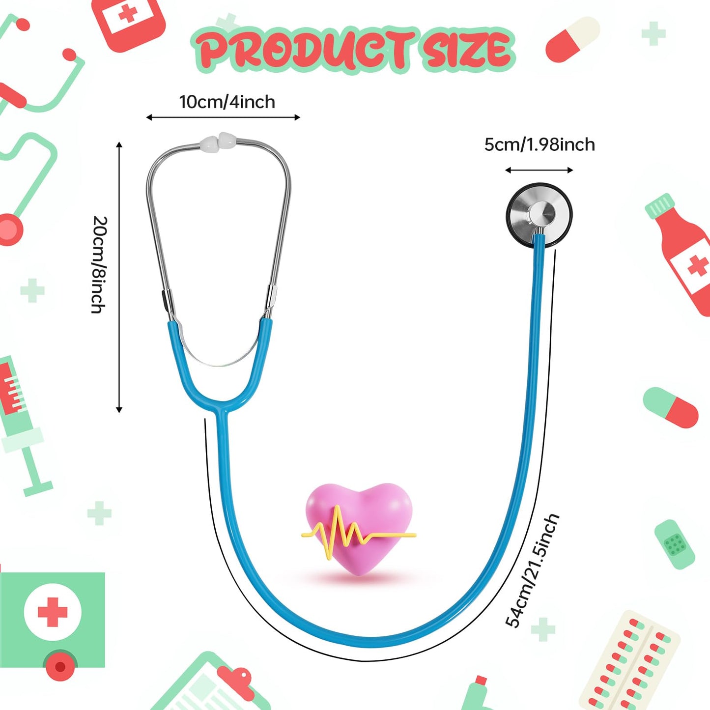 ERDOGLY Kids Stethoscope, 2 Pack Real Working Nursing Stethoscope for Kids Role Play, Toddler Doctor Play Set for Boys Girls, Toy Medical Kit Nurse Cosplay Costume Accessories, Blue