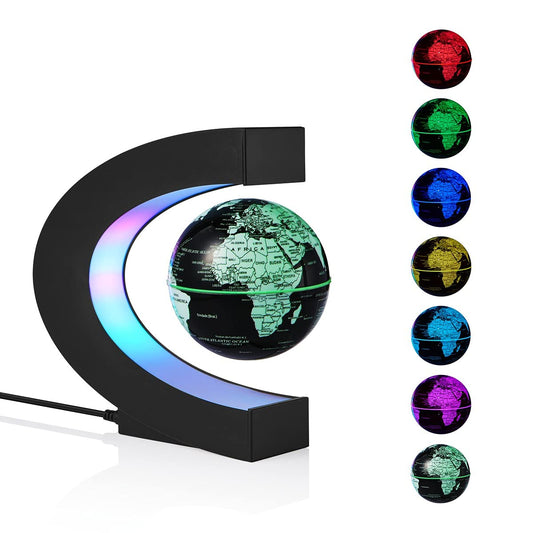 Magnetic Levitation Floating World Map Globe Multi-Color Changing Rotating Levitating Globe with LED Lights Office Home Desk Decoration Gadget for Friend Teacher Business Birthday Gift