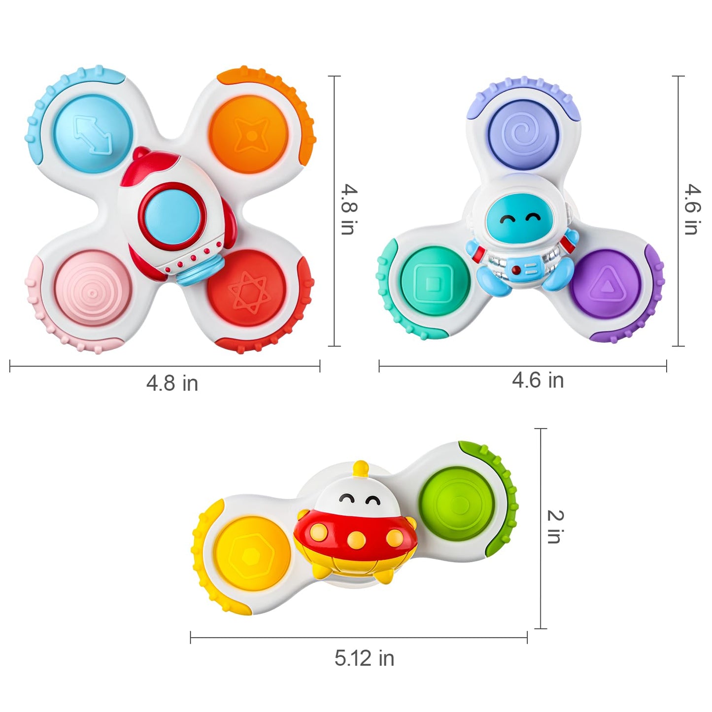 ALASOU 3PCS Pop Suction Cup Spinner Sensory Airplane Travel Toys for 1 Year Old Boy Girl Infant Toddlers|Novelty Spinning Tops 12 18 Months|1 2 Year Old Boy Birthday Gift|Baby Bath Toy Kids Ages 1-3