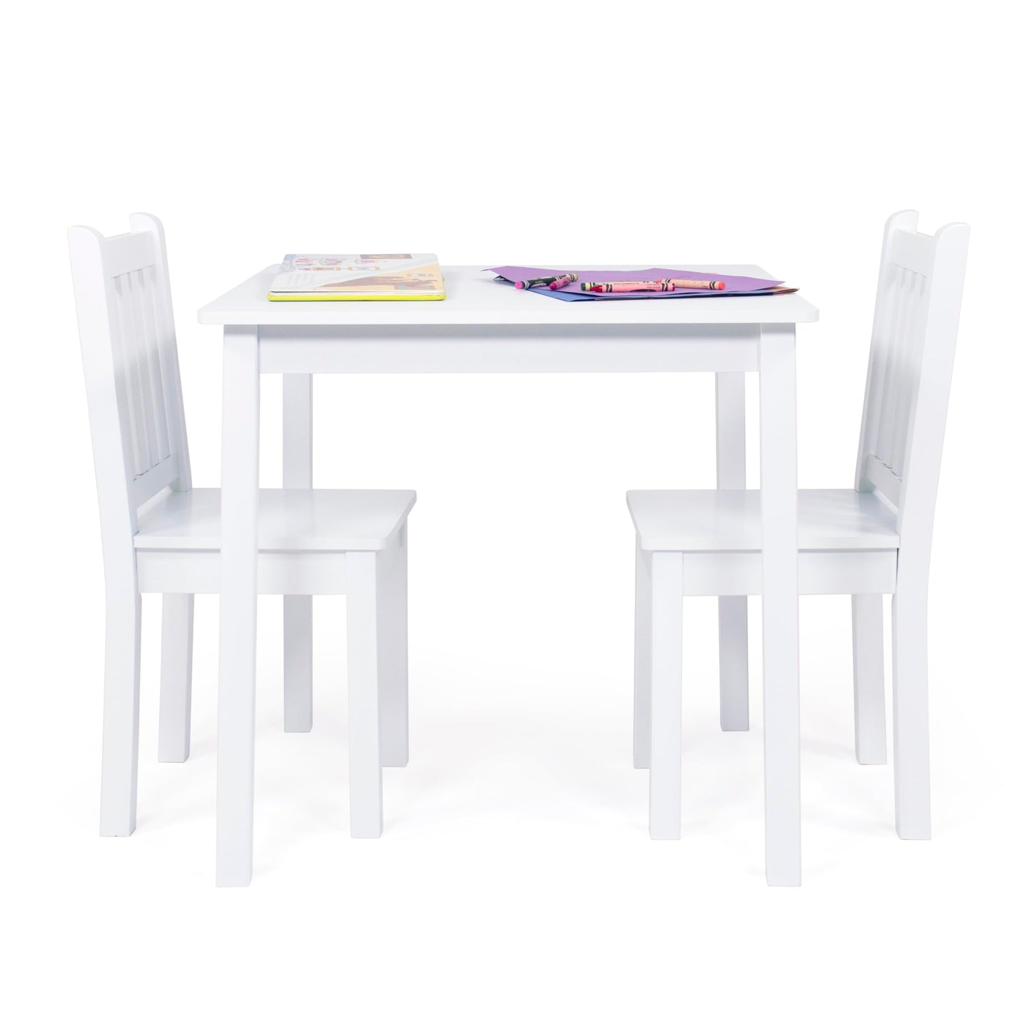 Humble Crew Kids Table and Chair Set, Toddler Activity Table with 2 Chairs for Play, Crafts, Snacks & Learning, Wooden Kids Furniture for Playroom & Bedroom, White