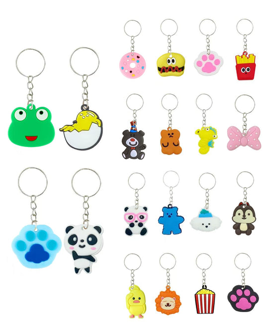 GADMEXILY 100pcs Cartoon Keychain for Kids Party Favors, Mini Cute Keyring for Classroom Prizes, Birthday Christmas Party Favors Gift, Goodie Bag Stuffers Supplies, 20 Colors