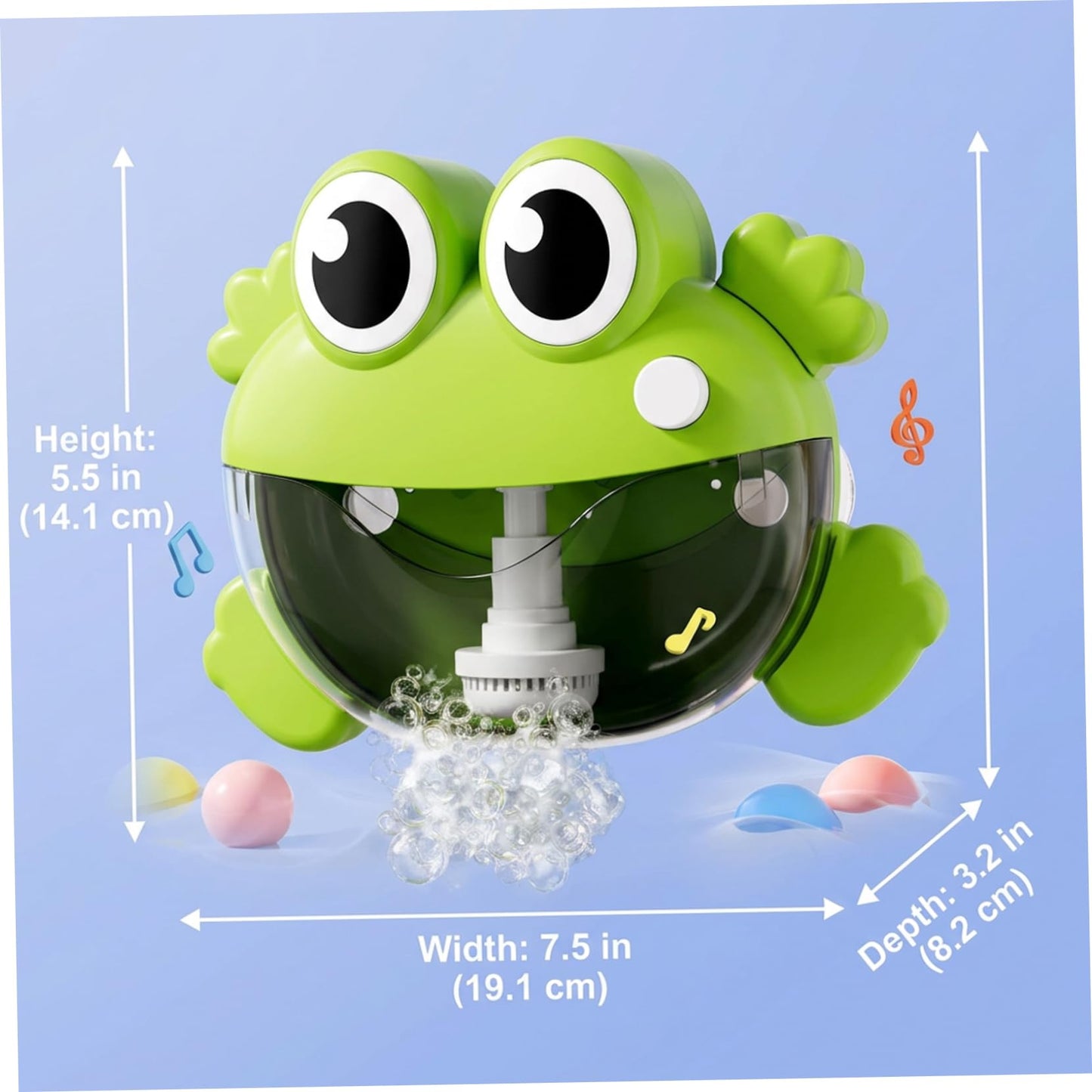 Bonalake Bath Bubble Machine - One-Button Frog Bath Toy with Suction Cup, Fun Bathtub Toy for Toddlers & Kids, Green