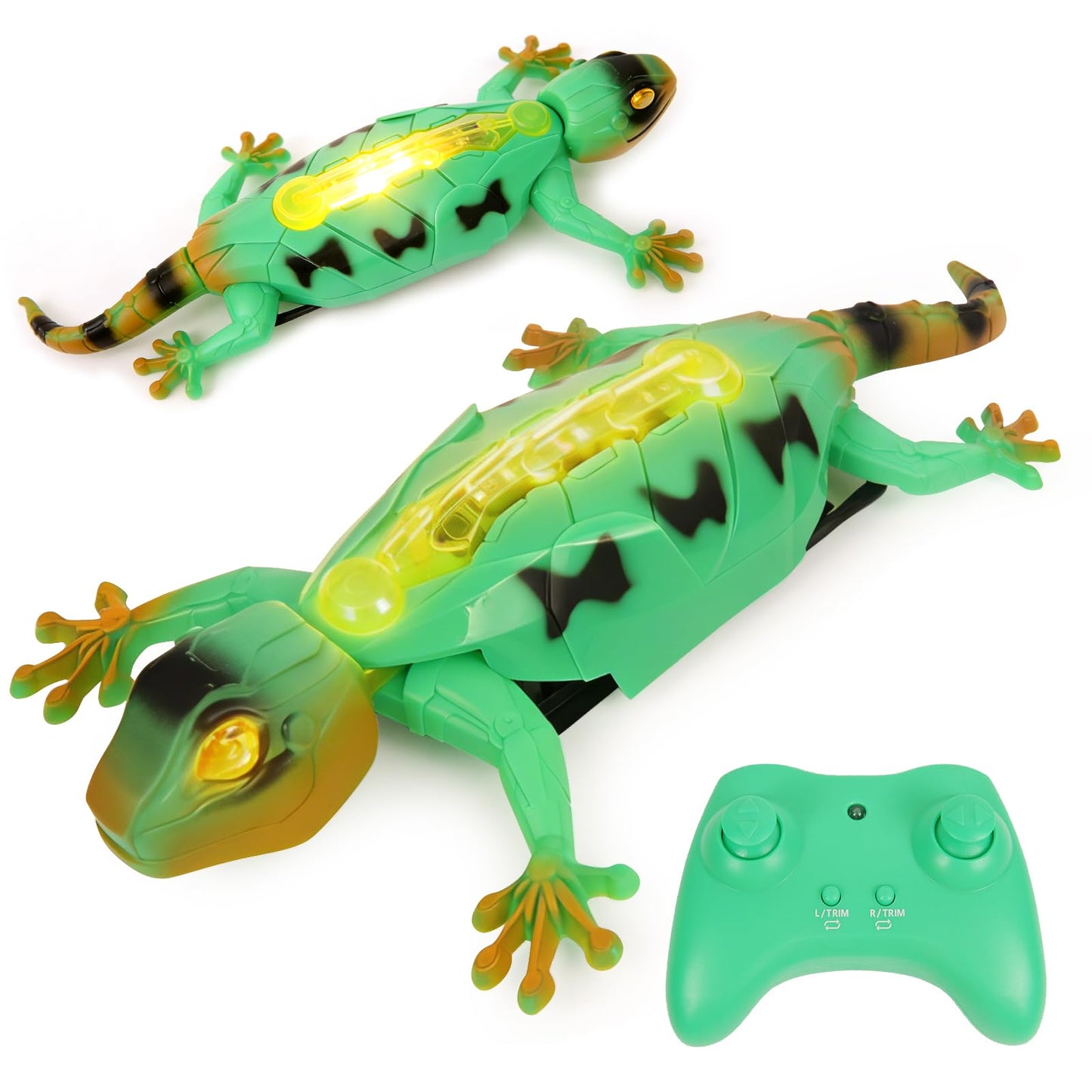 Qxbuhe ﻿360° Rotating RC Wall Crawler Gecko, Rechargeable Remote Control Robot Kids Toys, Wall Climbing Funny Prank Toys Birthday Gifts for Boys & Girls Ages 3+ (Green)