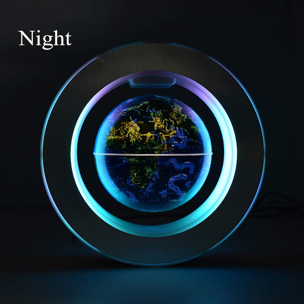 Magnetic Levitation Floating World Map with Constellations LED Light Globe 2 in 1 Anti Gravity Suspending in The Air Decoration Gadget (Blue 6 inch)