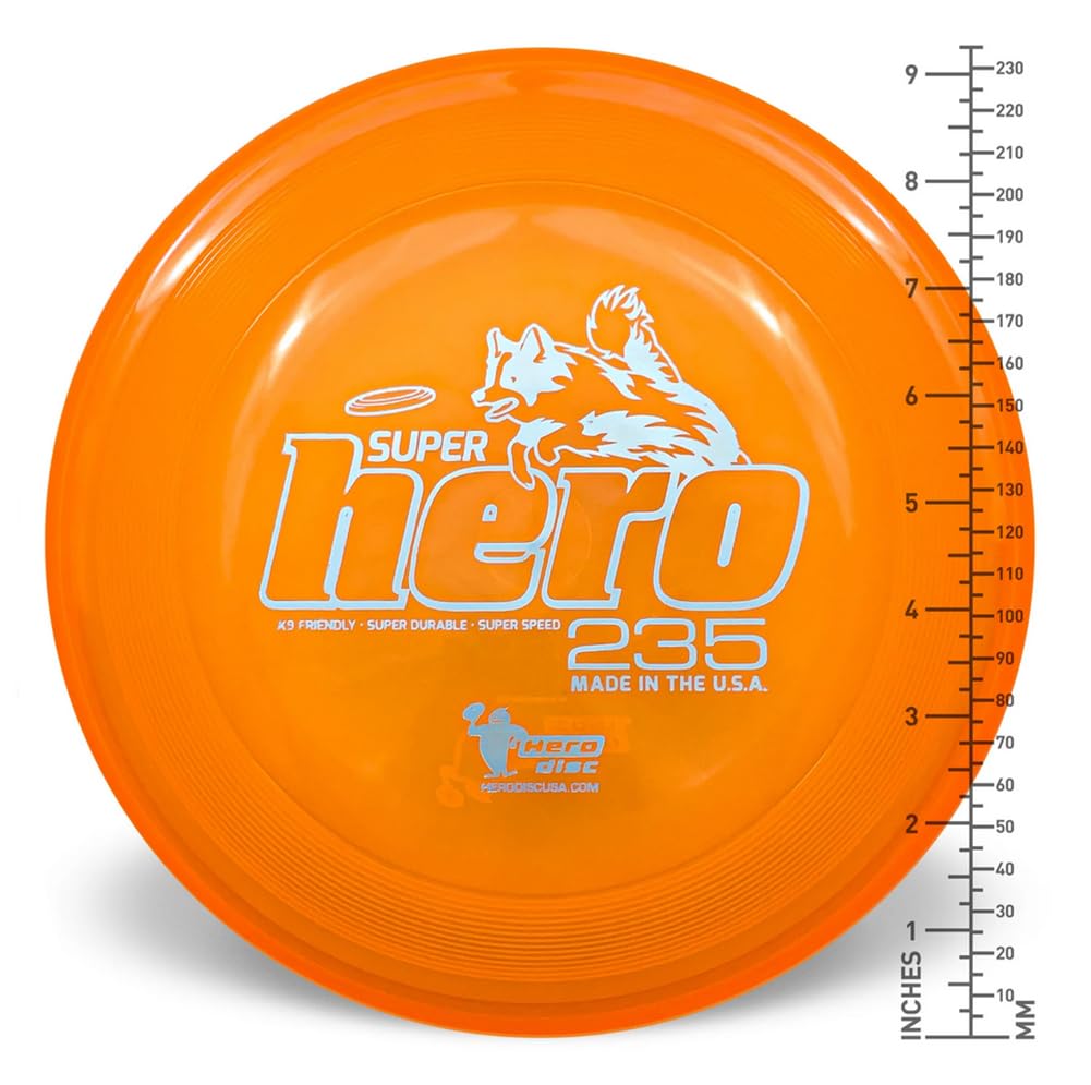 Hero Disc USA Superhero 235 K9 Candy Plastic Dog Disc, Outdoor Dog Toy and Pet Disc, Puncture Resistant Dog Flying Disc (Blue)