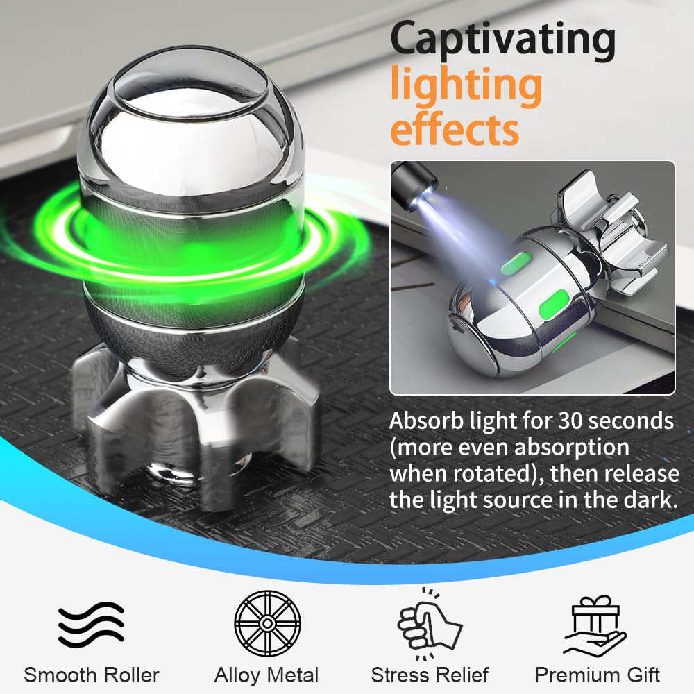 Atomic Bomb Fidget Spinner Toy, Glow in the Dark Desk Toy Decor, Metal EDC Fingertip Gyro, Stress Relief Gadget for Office Classroom, Novelty Gifts for Adults Dad Teens Men (with Carrying Case)