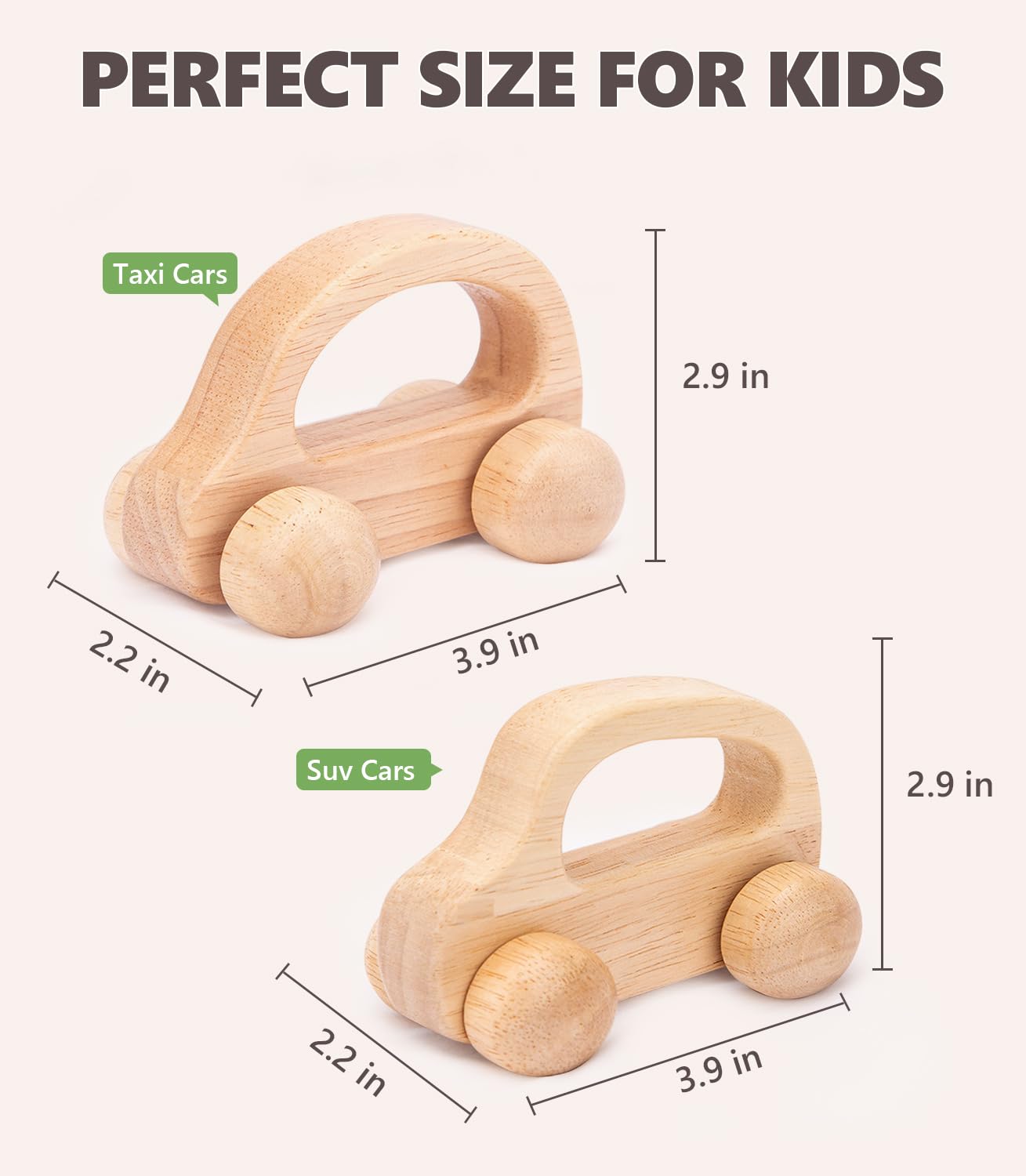 2 PCS Wooden Baby Car Toys for Toddlers 1-3 Years Old, Montessori Wooden Cars for Babies 0-6-12 Months, Neutral Wood Car Toys for Boys, Baby Nursery Decor, Early Learning Kids Wood Toys