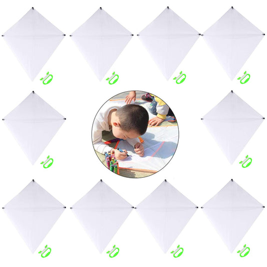B bangcool DIY Kids Kite Blank Kites Making Painting White Paper Blank Kites with Swivel Line for Kids Outdoor Park Beach Grassland Activities (10PCS)