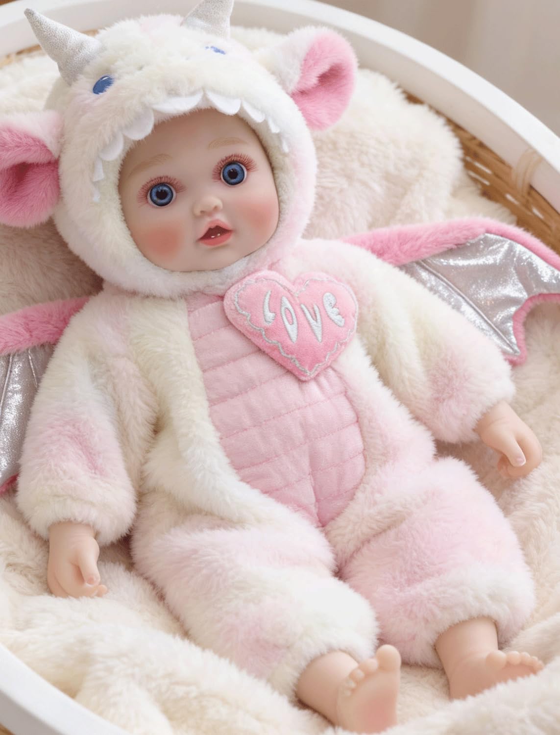 Cloveray Baby Dolls, 18inch Large Realistic Cute Soft Body Baby Doll Real Life Baby Dolls with Accessories for 3+ Year Old Girls Gifts, Pretend Play, Collection, Love Slogan Design