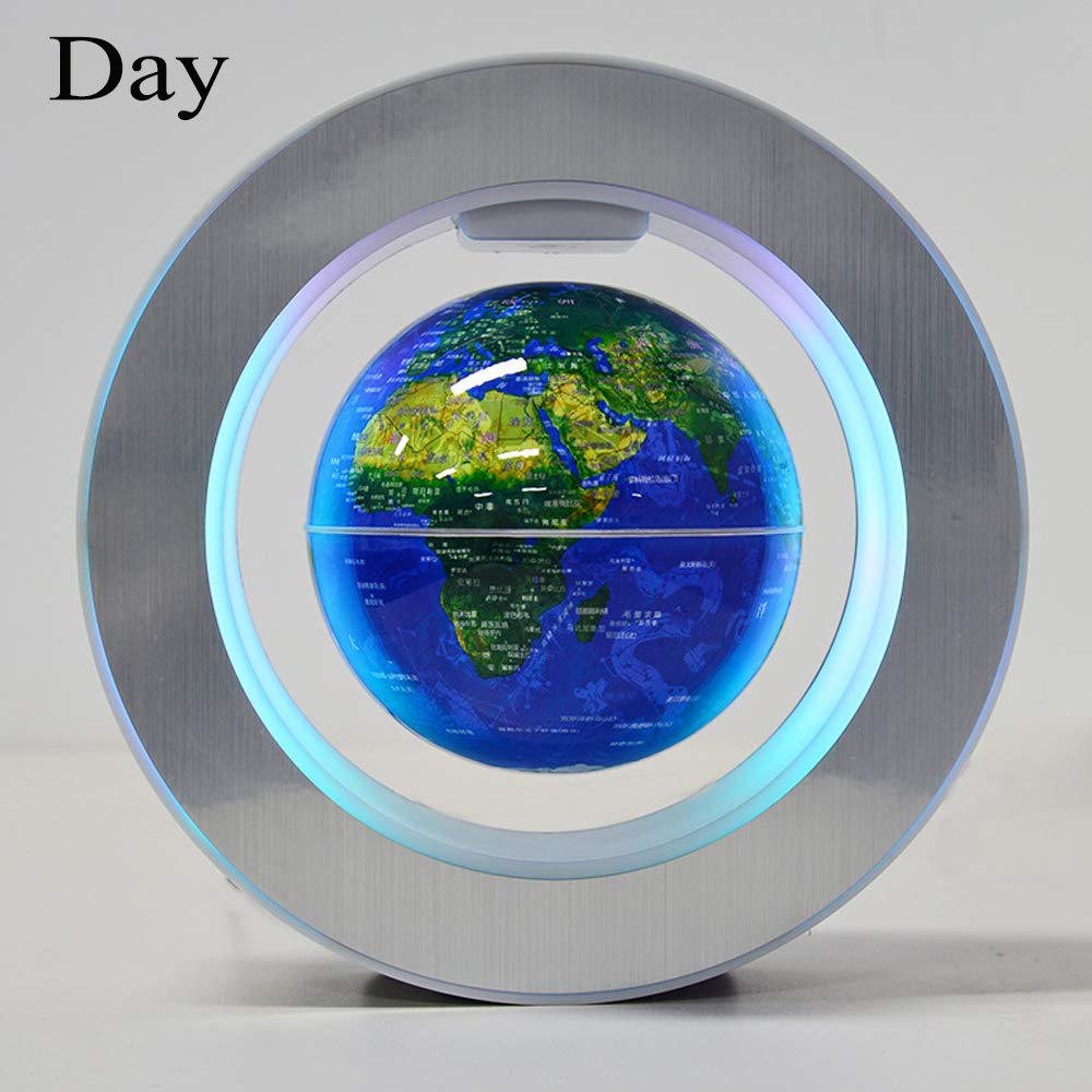 Magnetic Levitation Floating World Map with Constellations LED Light Globe 2 in 1 Anti Gravity Suspending in The Air Decoration Gadget (Blue 6 inch)