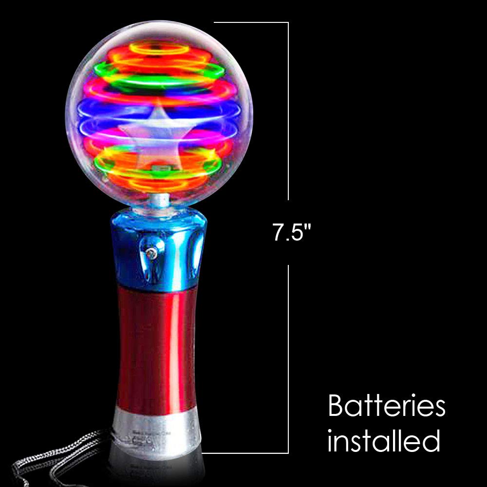 ArtCreativity 7.5 Inch Light Up Magic Ball Toy Wands for Kids, Set of 2, Flashing LED Wands for Boys and Girls, Thrilling Spinning Light Show, Batteries Included, Fun Gift or Birthday Party Favor