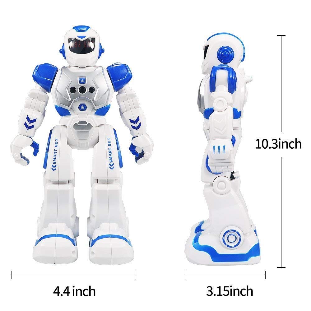 Suliper Remote Control Robot for Kids,Intellectual Gesture Sensor Programmable Robots with Infrared Controller Early Education Toys can Dance Sing Walk,Best Gift for Children (Blue/White)