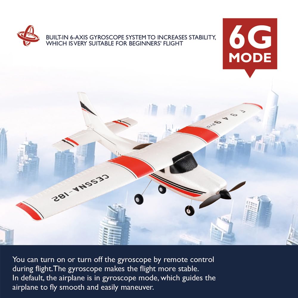 Park10 Toys RC Airplane F949pro RC Plane 1020 Motor 3CH 2.4GHZ EPP RC Plane for Adults CESSNA-182 3D6G Gyroscope RTF RC Glider Planes with 2 Batteries Replaceable Parts (2BSL)