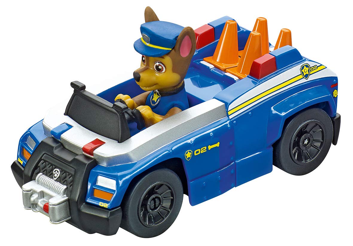Carrera First PAW Patrol - On The Track Slot Car Race Track - Includes 2 Cars: Chase and Marshall - Battery-Powered Beginner Racing Set for Kids Ages 3 Years and Up