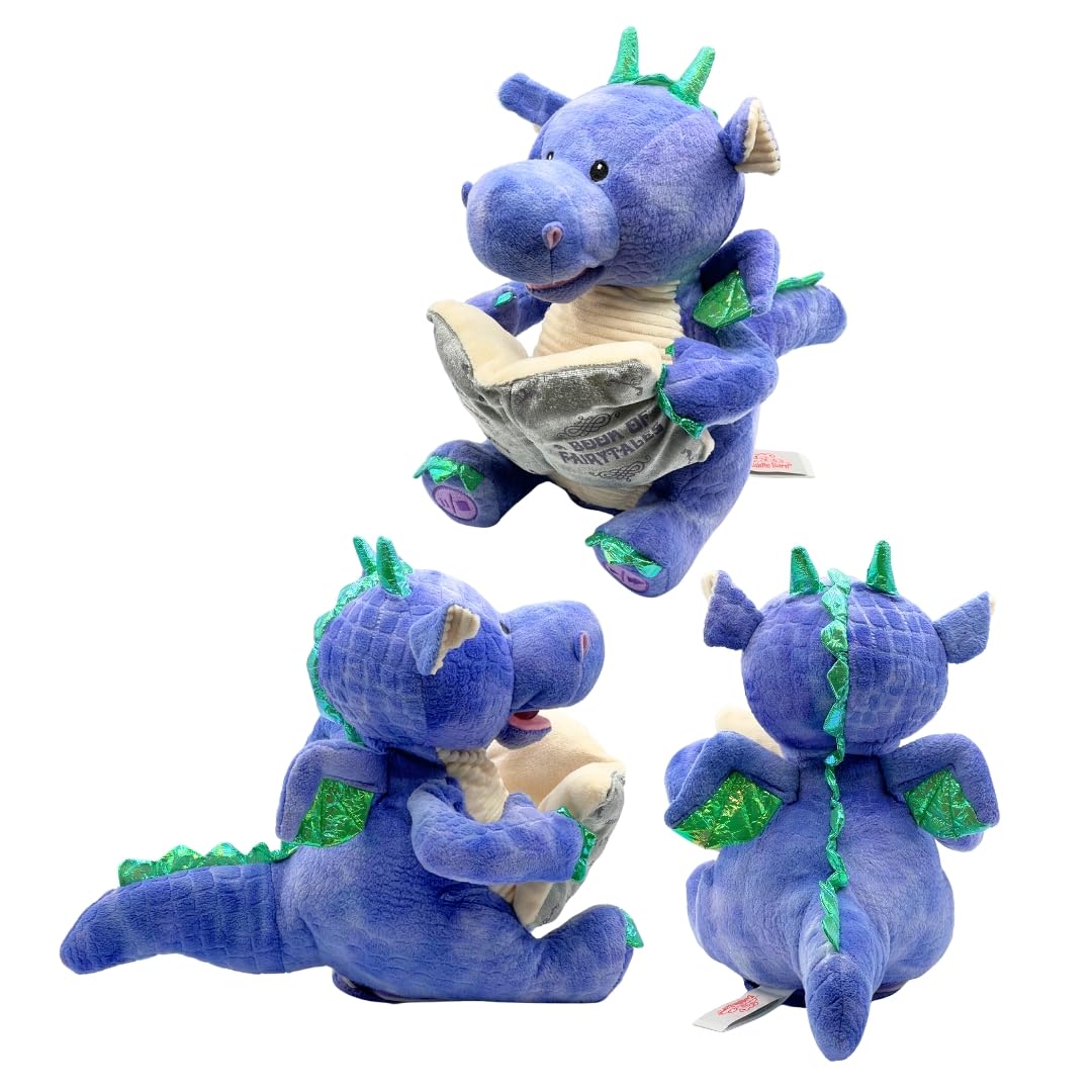 Cuddle Barn | Dalton The Storytelling Dragon with Light Up Book - Animated Stuffed Animal Plush Toy | Mouth Moves, Head Sways | Recites 5 Fairy-Tales - 11" Height