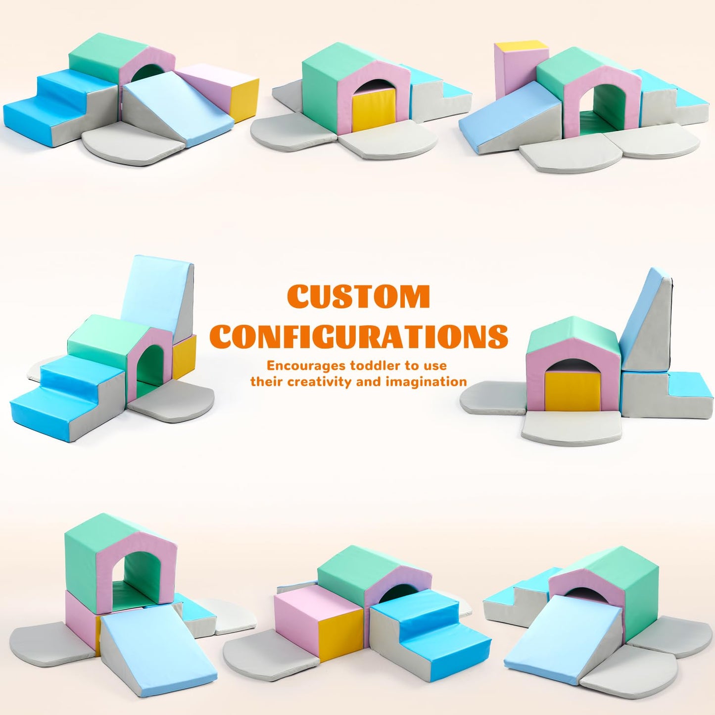 M HI-Mat Toddler Climbing Toys Indoor, 6-Piece Baby Foam Climbing Blocks, Soft Play Gym Made of PU Leather Climber Structures Set for Toddlers 1-3 Years, Waterproof, Easy to Clean (Pink, 6-Pieces)