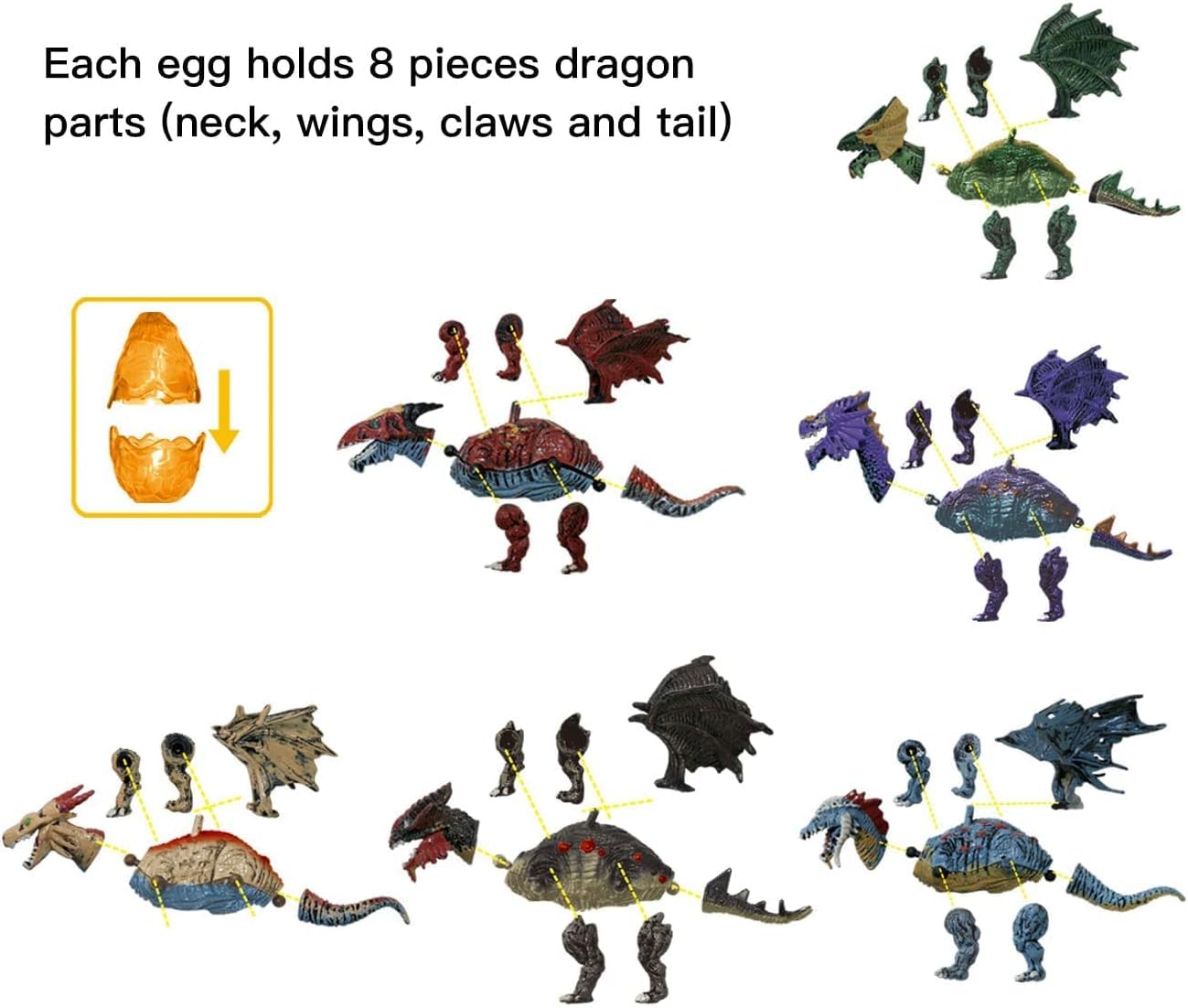 Liberty Imports 12 Pack Deluxe 3D Action Figures Realistic Figurine Puzzles in Jurassic Hatching Eggs - Ideal Kids Toy Party Favors Bulk Supplies (Dragons)