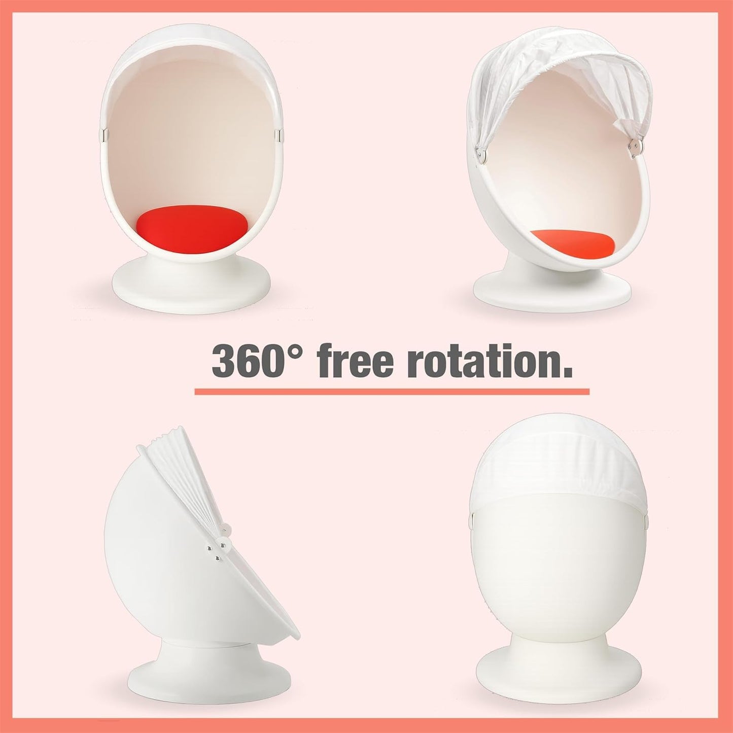 home stuff Swivel Chair White/Red Spinning Chair for Kids Improving Physical Coordination with Non Slip Sitting and More Safer and Ideal Companion for Children, Medium