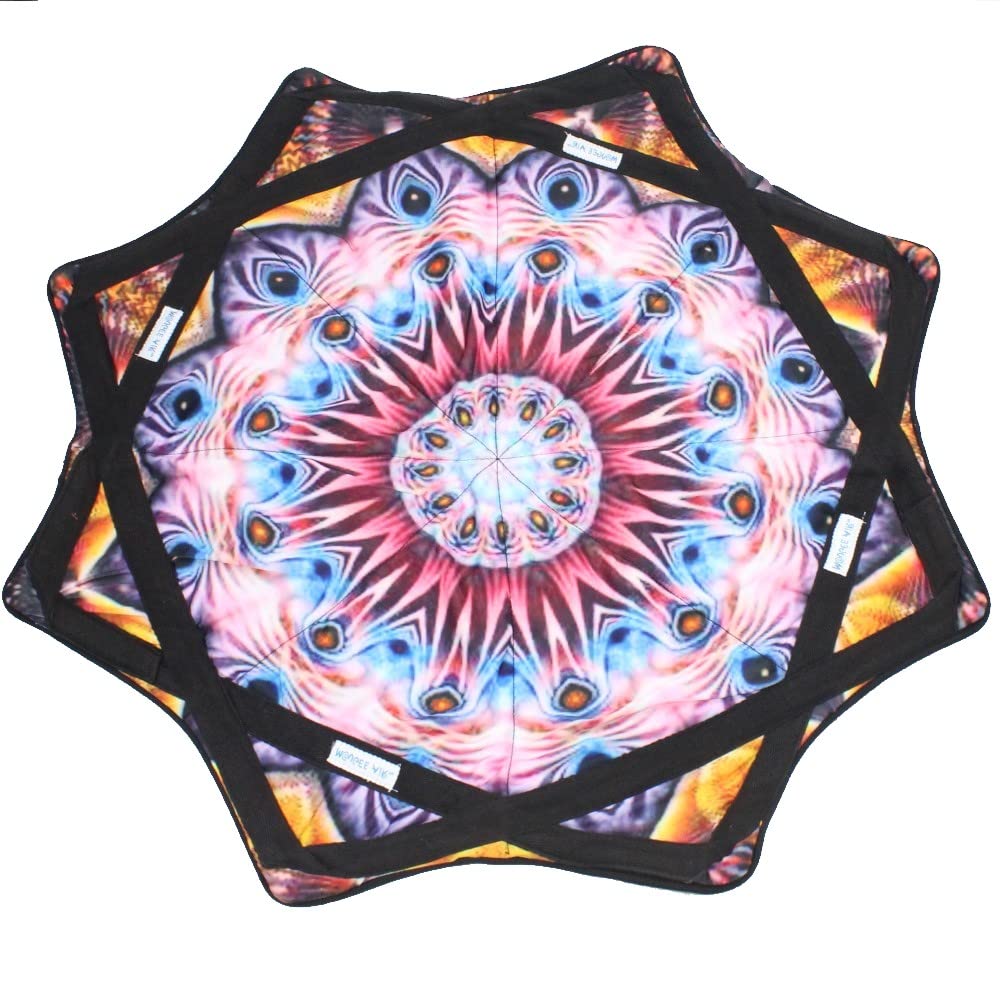 Mougee (moo-JEE) - Air Flow Star - for Beginners & Advanced - Fun & Challenging - Double Stitched Flow Toy - Vibrant Colors & Patterns Durable - 28” Diameter - Amber Star