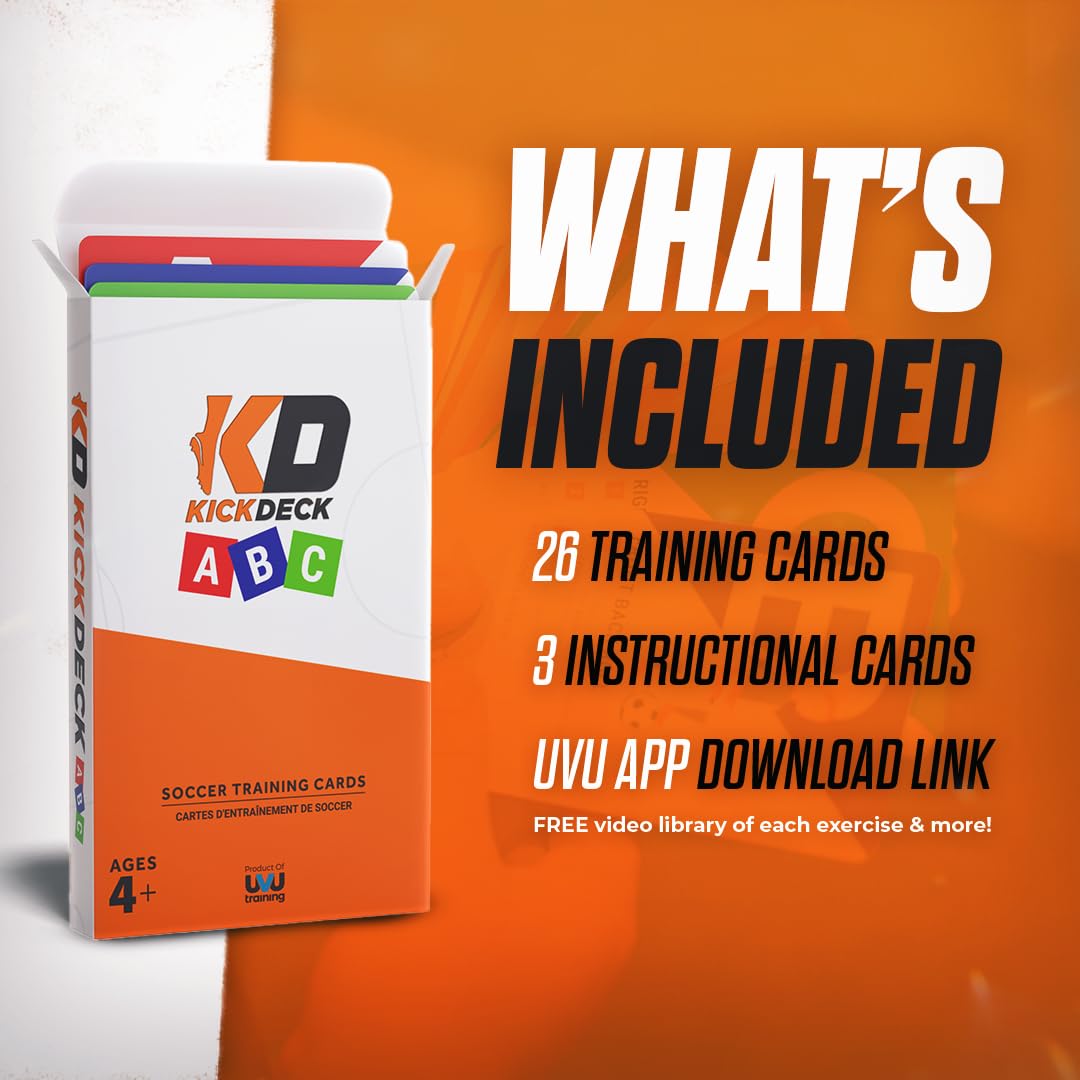 UVU Training KickDeck ABC Soccer Cards for Kids 4+ | Fun Alphabet Soccer Drills for Footwork, Ball Control & Coordination | Screen-Free Practice at Home & Outdoors