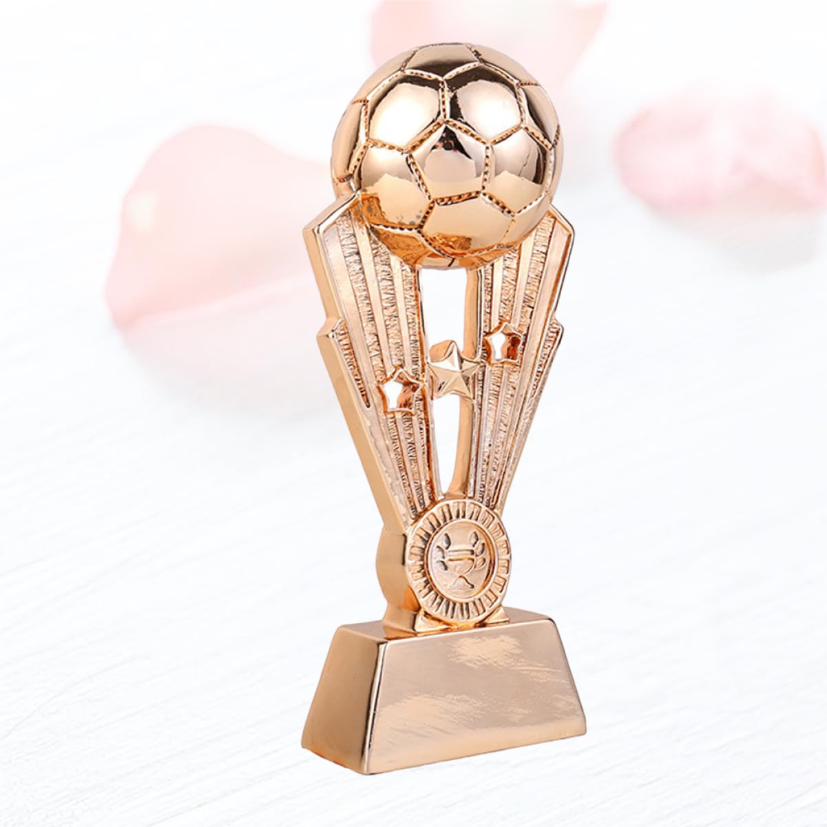 NULYLU Plating Resin Football Trophy Award with Base for Boys and Girls Sports Events Soccer Team Recognition for School Office Kindergarten Bronze Finish
