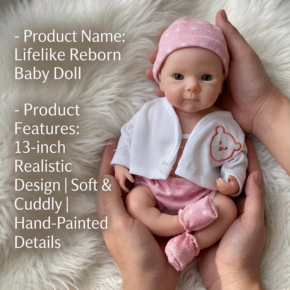 Aniiyy 13 Inch Can Open Mouth Full Body Silicone Baby Dolls, Lifelike Silicone Reborn Baby Doll, Anatomically Correct Baby Girl Dolls