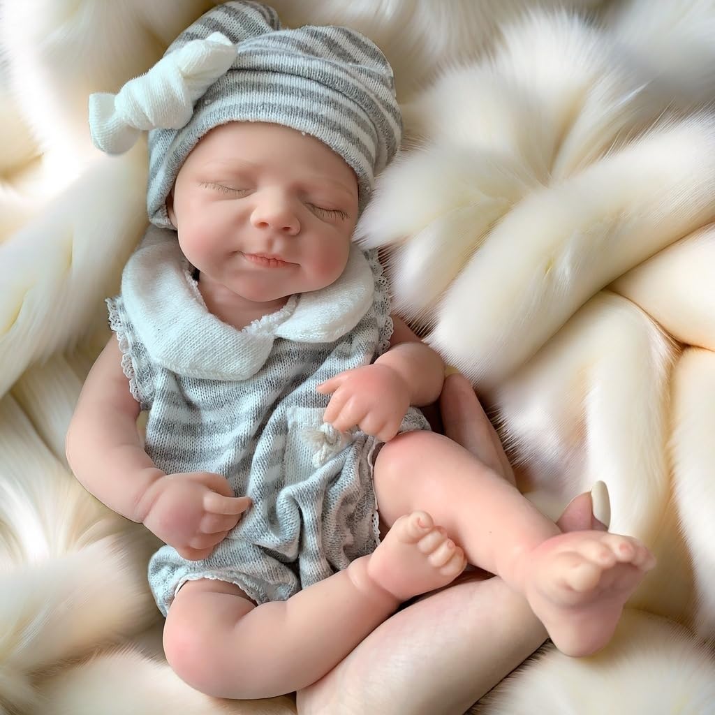 Yokyyi 13Inch Pascale Reborn Baby Dolls Silicone Full Body Correct Real Close Eyes Full Body Silicone Baby Dolls Sleeping Girl with Feeding Kit