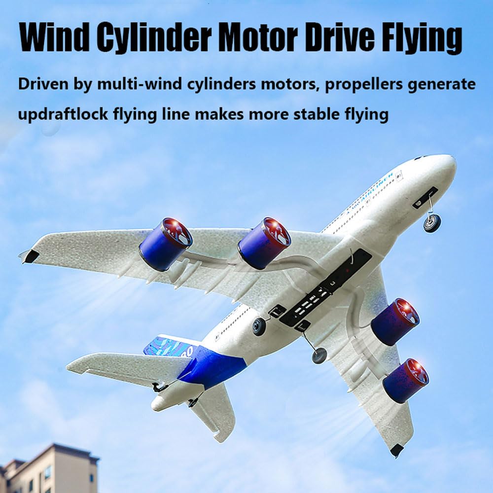 FANXMF RC Airbus 747 A380 2.4G Remote Control Electric Plane Four Motor RC Airplane Toy RC Airliner with LED Lights Drop Resistant Aircraft 2 Batteries EPP Airplane for Beginners Kids Gifts (747)