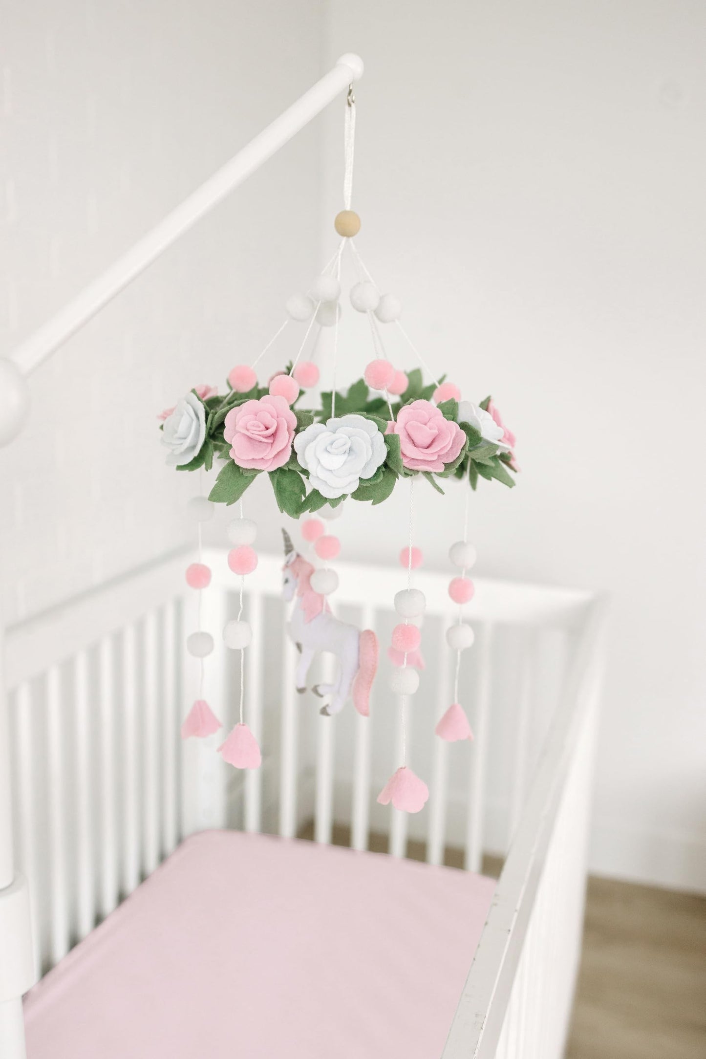 Baby Crib Mobile – Wooden Hanging Nursery Baby Mobile for Crib, Nursery Decor for Boys & Girls, Perfect Shower Gift (Unicorn Blossom) Also Fits Bassinets, Sorrel + Fern