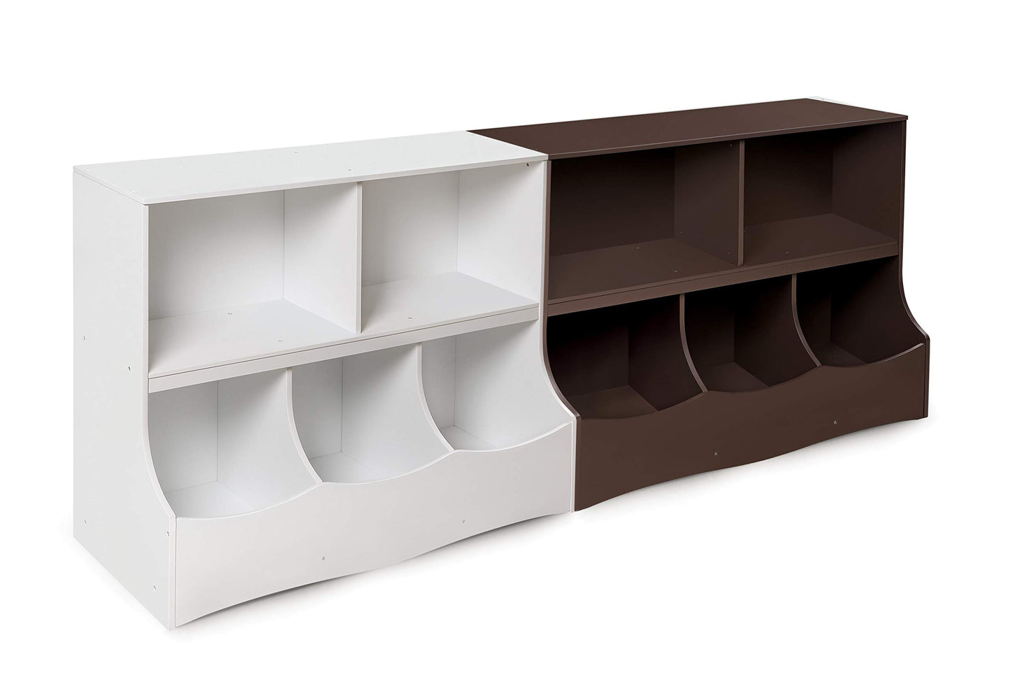 Badger Basket Multi-Bin Toy Storage Organizer and Bookshelf - Kids Cubby Shelf with 3 Bins, 2 Open Shelves, Top Display Surface - Wood Storage Unit for Playroom or Bedroom - Espresso