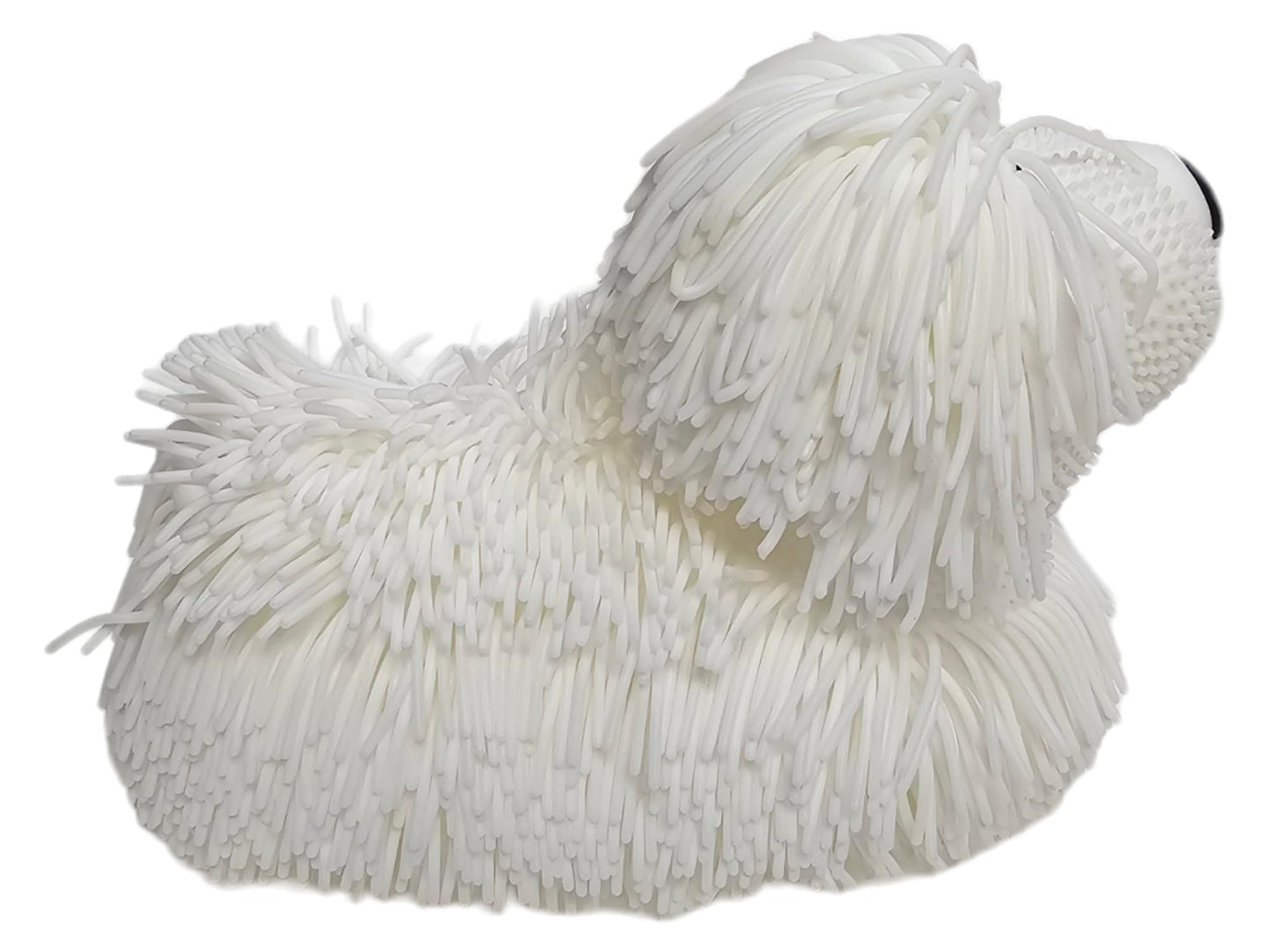 Zugar Land Soft Shaggy Puffer Dog Toy (1 White) (8" x 5") Rubber. Filled with air for a Fun Squishy Stretchy Fidget Experience.