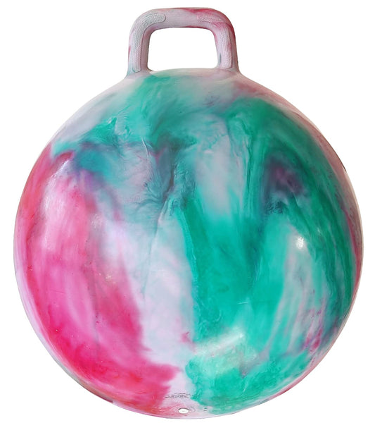 AppleRound Hippity Hoppity Hopball with Pump – Bouncy Exercise Ball with Handle for Teens & Adults, 28 Inch / 70 cm for Ages 13+, Cloud Colors (Red & Green)