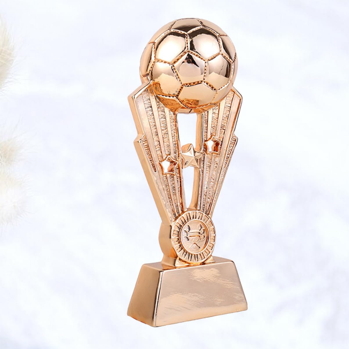 NULYLU Plating Resin Football Trophy Award with Base for Boys and Girls Sports Events Soccer Team Recognition for School Office Kindergarten Bronze Finish