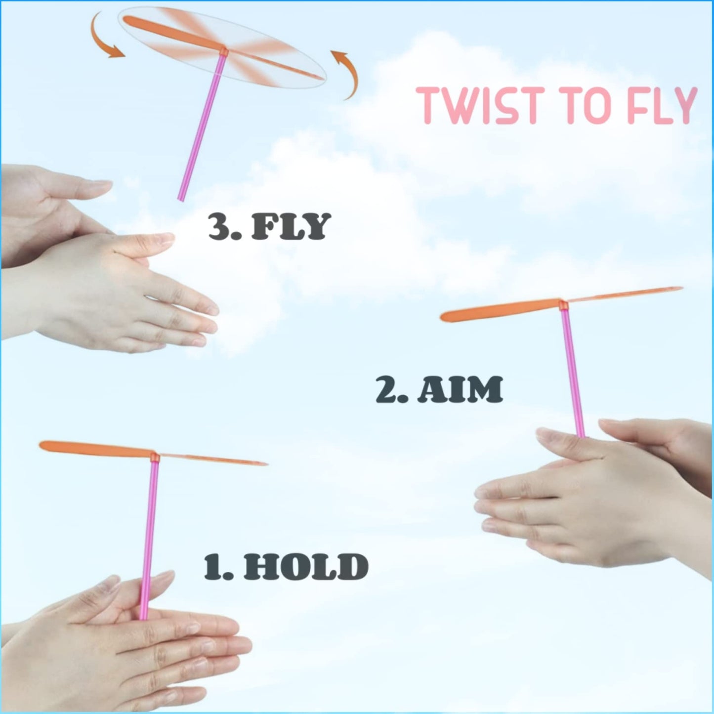 LCPQMZGH 240 Pieces Hand Helicopter Spinner Hand Rub Plastic Propeller Outdoor Flying Plastic Dragonfly Toy Color Toy