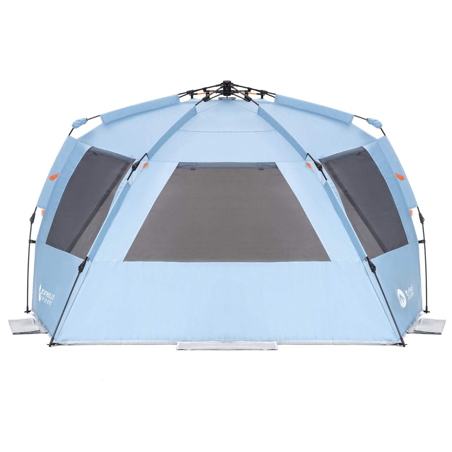 Easthills Outdoors Instant Shader Enhanced Deluxe XL Beach Tent Easy Setup 4-6 Person Popup Sun Shelter 99" Wide for Family UPF 50+ Double Silver Coating with Extended Zippered Porch Sky Blue