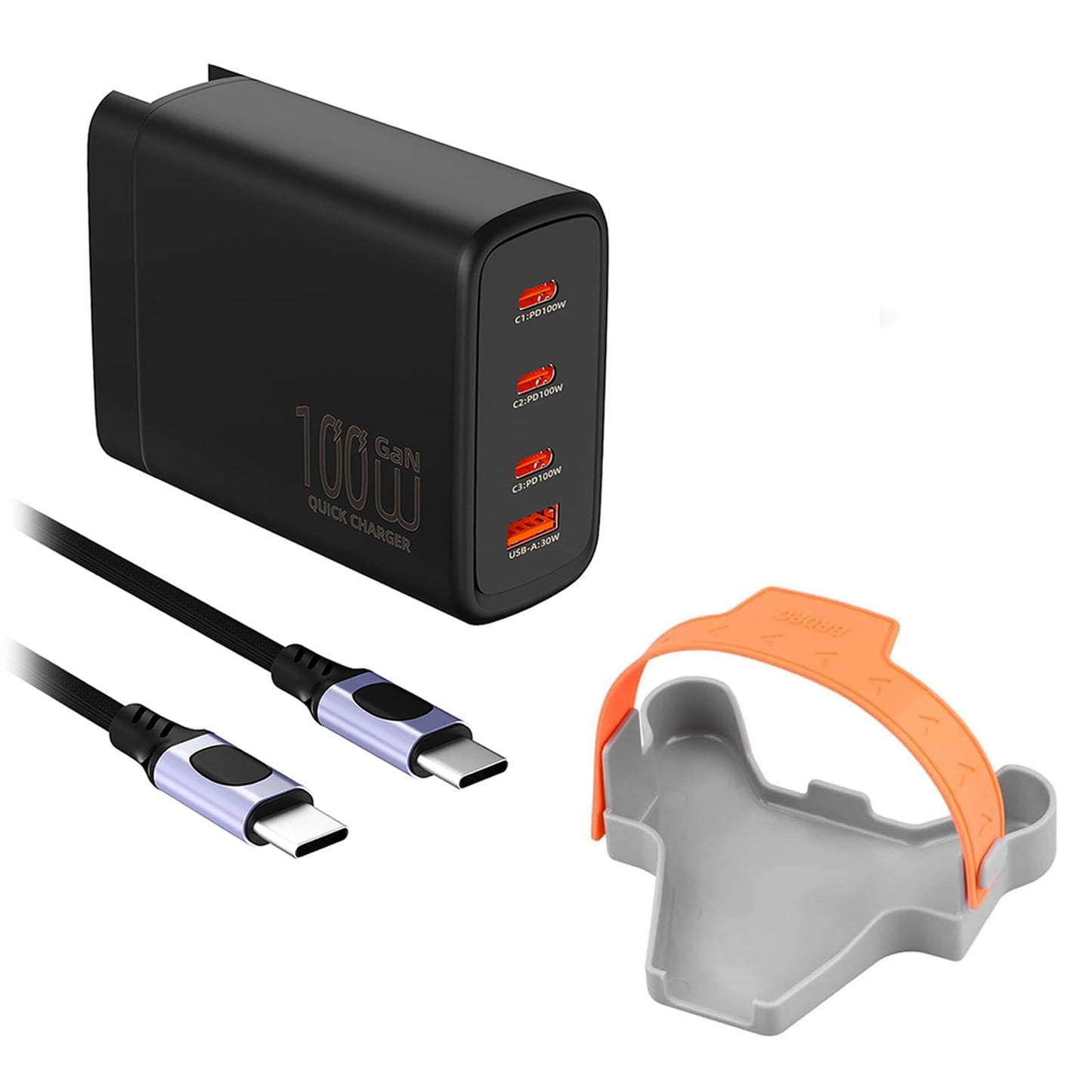 Mini 3 Pro Propeller Holder & 100W Battery Charger, Prop Strap Guard Stabilizer + 4-Port Power Adapter (100W/30W+65W) with USB-C Cable for DJI Mini 3/3 Pro Drone Accessories