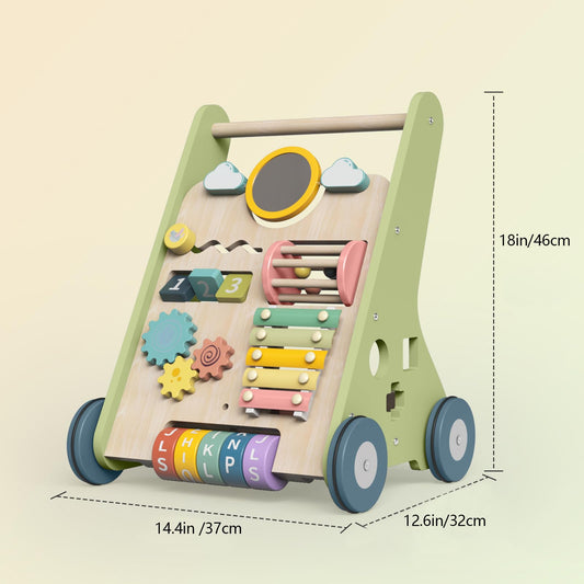 Bautia Wooden Baby Walker, Montessori Walker for Babies 6-12 Months, Push Walking Toys for 1 Year Old Learning to Walk