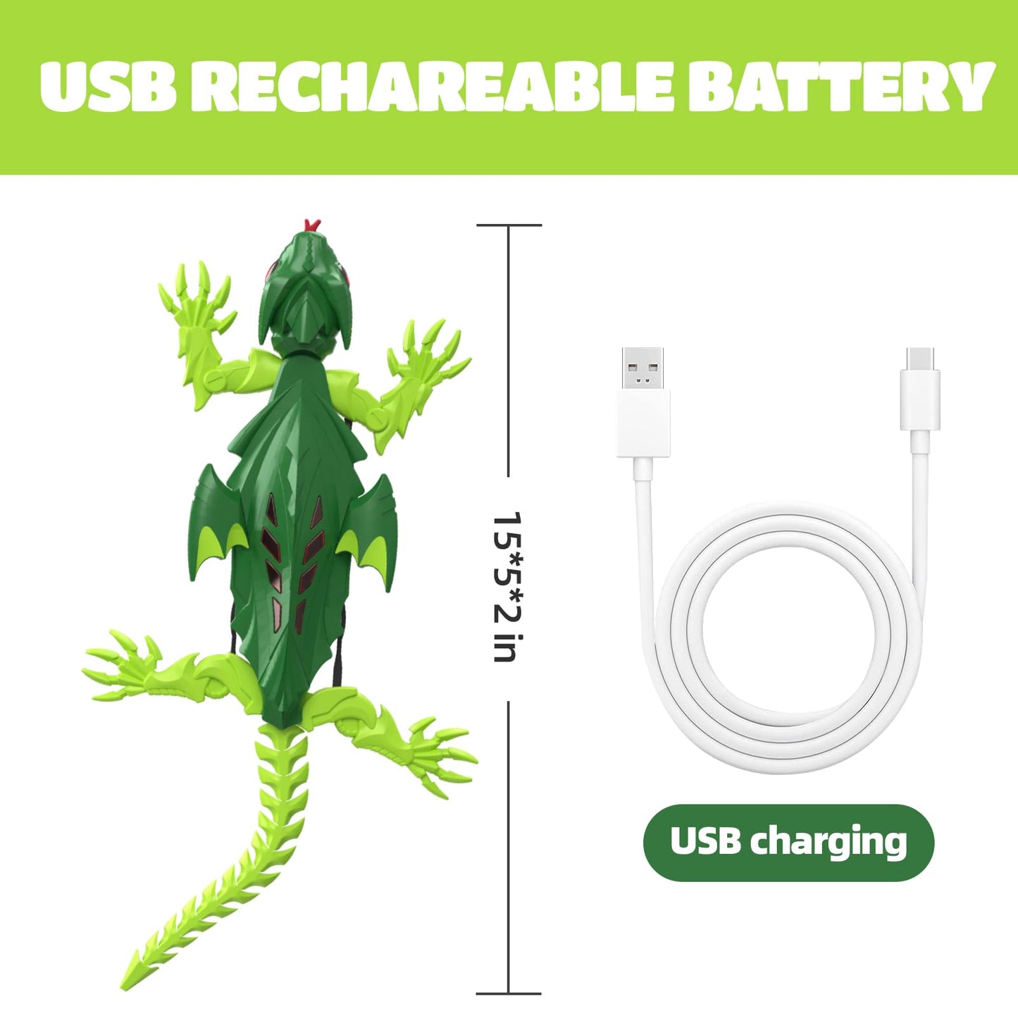 eryxo Wall Crawler Lizard, Rechargeable Remote Control Robot Kids Toys, Climbs up Walls, RC Robot Toys for Boys & Girls Ages 8 & Up Green