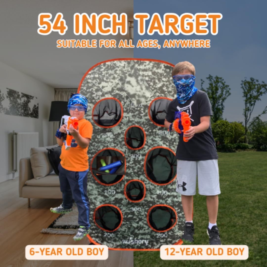 wishery Kids Large Target. Shooting Practice Toy with Storage Net for Boys. Perfect for Indoor & Outdoor Nerf Party, Nerf War or Birthday Gift