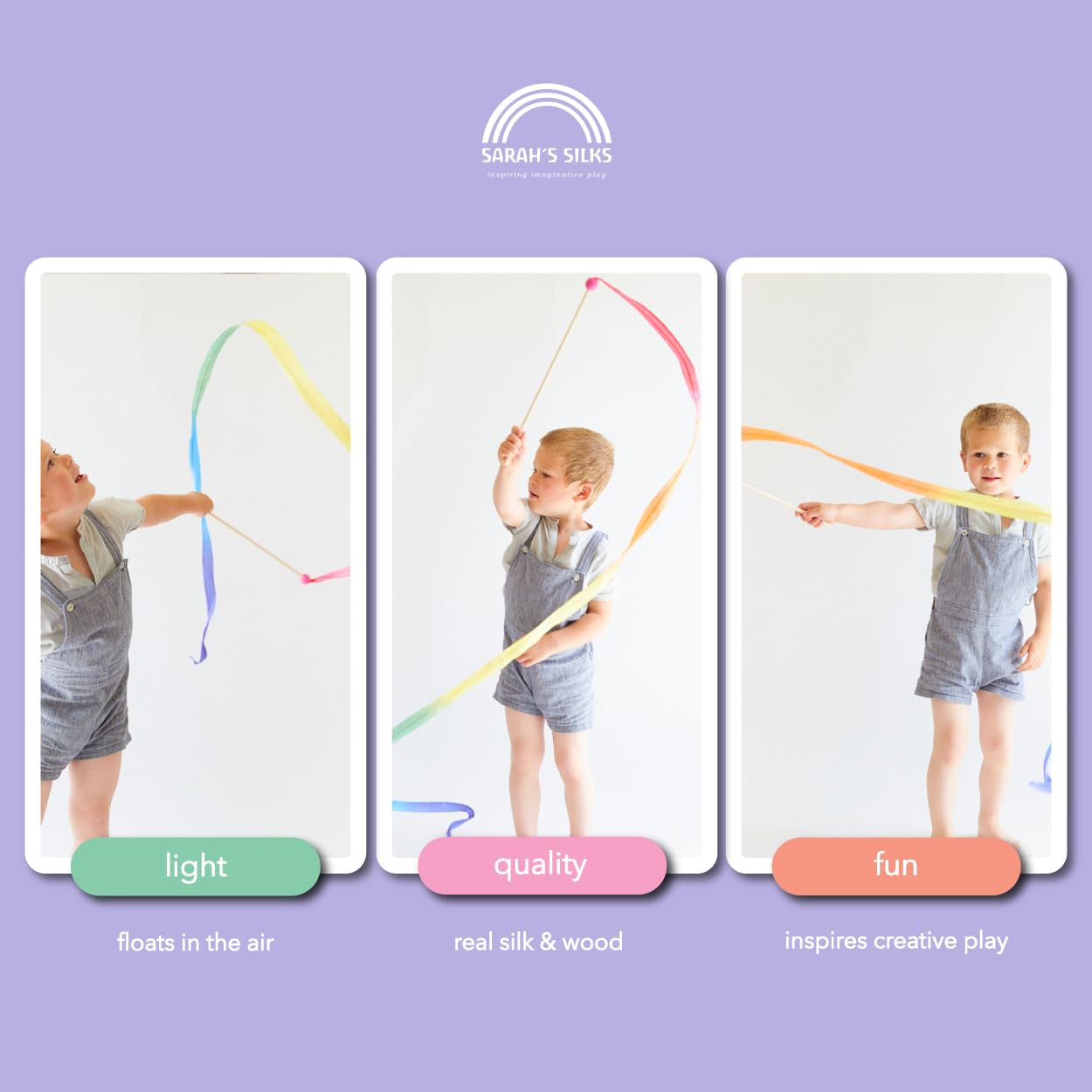 Sarah's Silks Pink Rainbow Streamer | Ribbon Dancer Toy