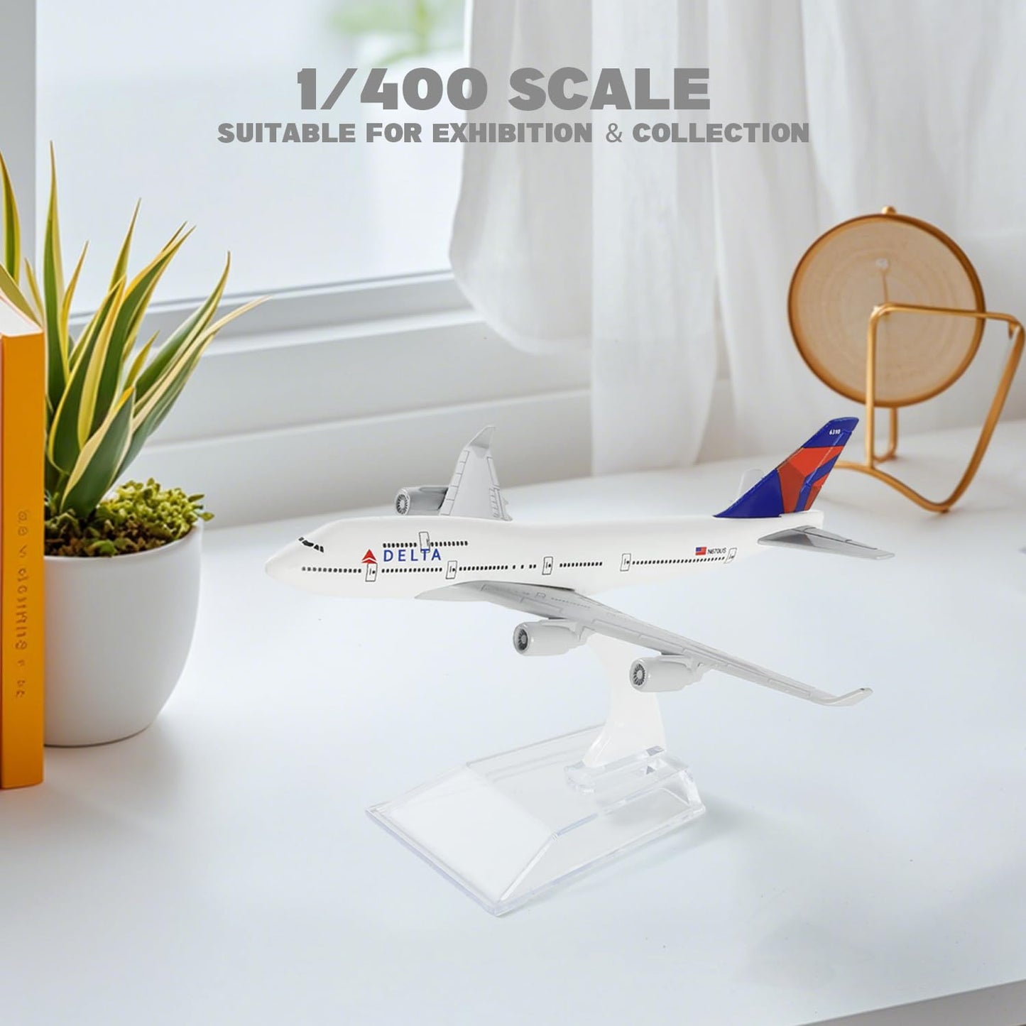 QIYUMOKE 1/400 Plane 747 Model Diecast Metal Airplane Model kit (6 inches) for Boeing 747 Airlines Plane with Stand for Aviation Gift, Desktop Display Decorations