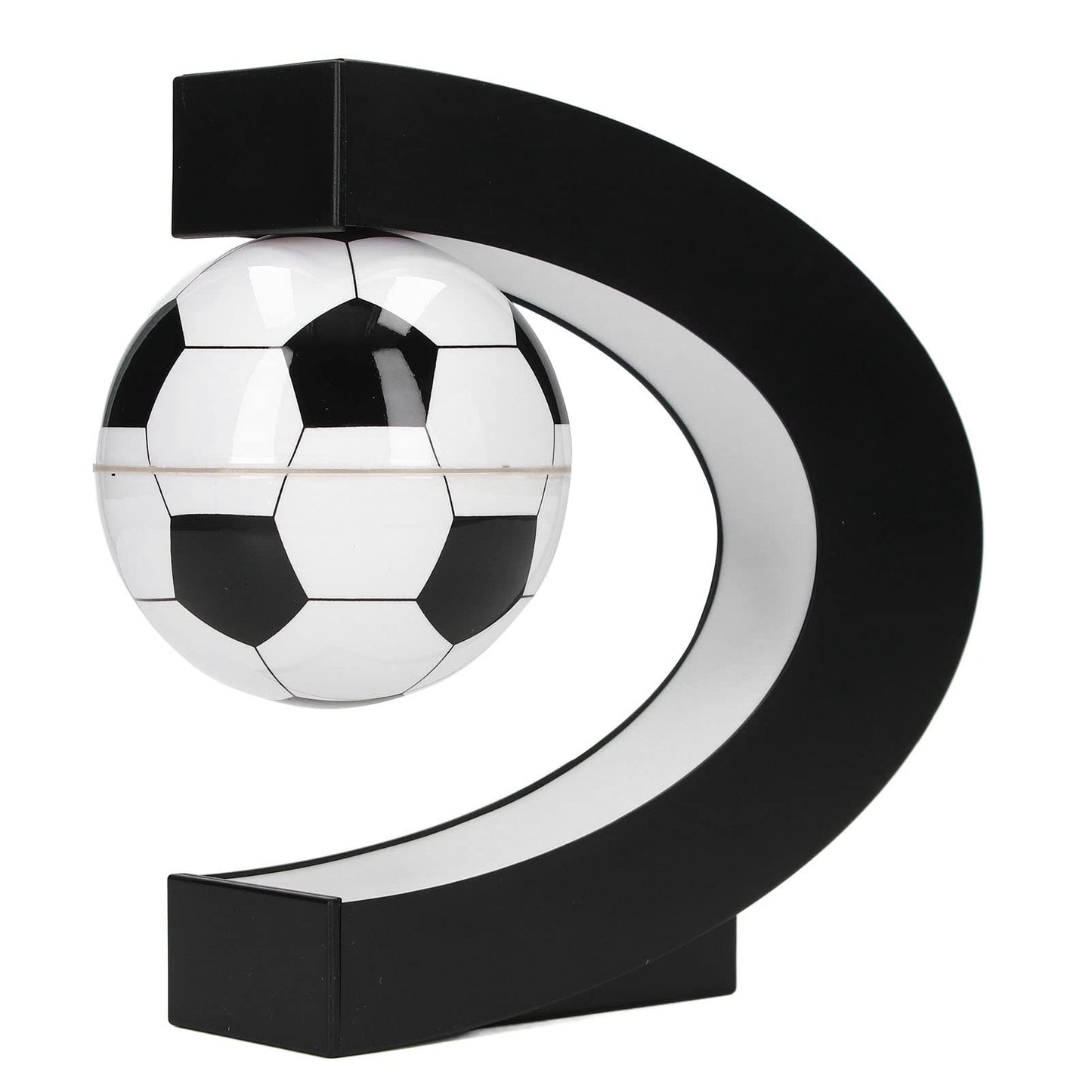 Magnetic Levitation Soccer Ball, Levitating Ball with C Shaped Shelf, Levitating Display Soccer with LED Lights for Men's Gift, Cool Decor (US Plug)