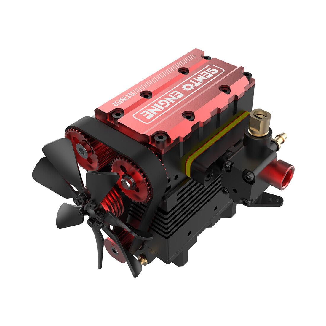 LETDIYMOC Engine Model Kit That Runs for Adults, L2 Mini Engine ST-NF2 7cc Inline 2-Cylinder 4-Stroke Air-Cooled Full Metal Engine Build Kit Motor Physics Toy for Teachers - DIY Assembly Kit