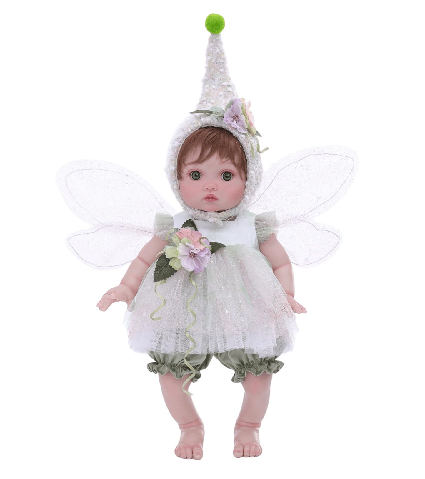 Cloveray Baby Doll, 18 Inch Reborn Baby Dolls – Realistic Lifelike Green Fairy Newborn Girl Doll, Real Life Baby Dolls with Accessories, Gift for 3+ Year Old Girls, Pretend Play & Collection
