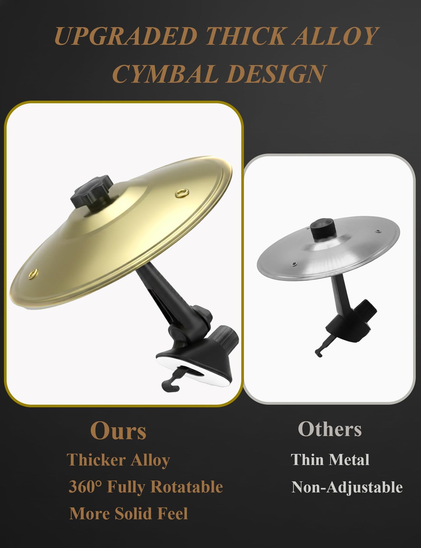 Car Cymbal Air Vent, 2026 Upgraded Thicker Metal Dashboard Cymbal with Crisper Sound, Funny Mini Car Gadgets & Drummer Gifts for Men, Stress Relief Car Mini Drum Toy Easy Installation Gold & Silver
