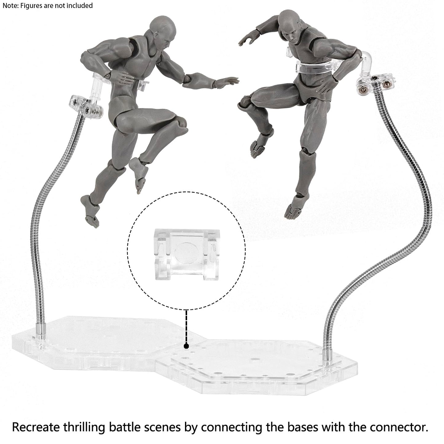 Action Figure Stand with Flexible Metal Arm,Action Figure Pose Display Holder Base,Flight Stands for Action Figures Compatible with HG RG SD SHF Gundam 1/144 Toy with Screwdriver (8Pcs Clear)