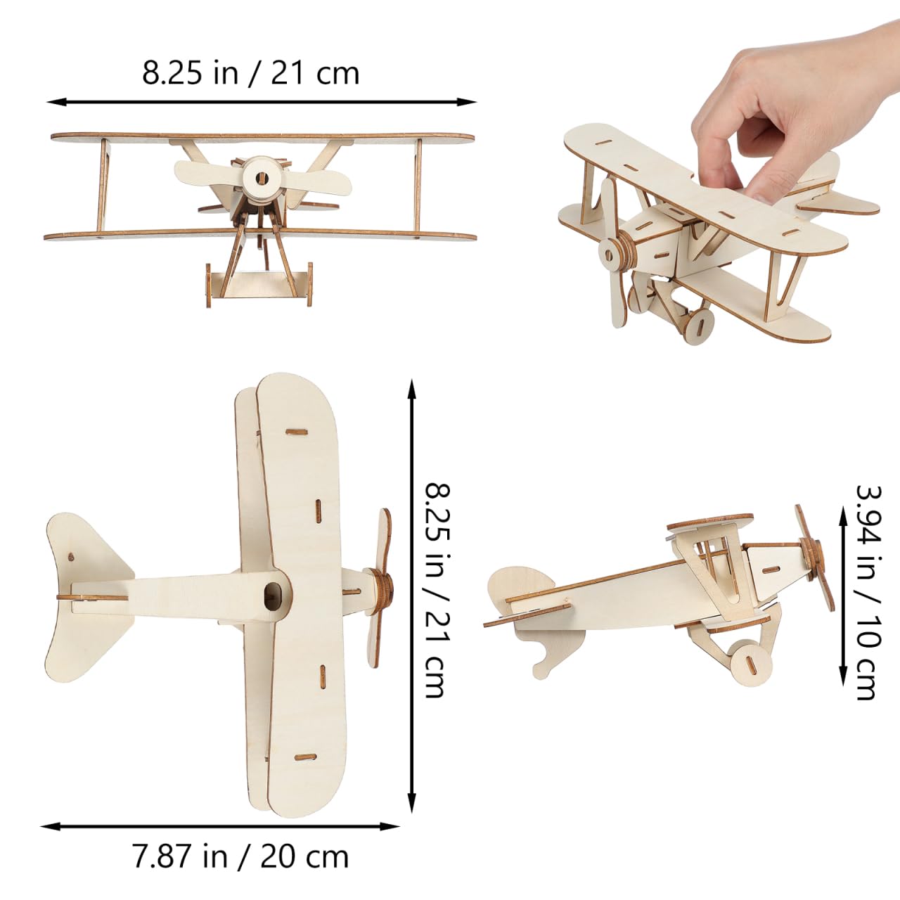 TOYANDONA 3 Pack Wooden DIY Crafts Plane, Mini Assemble Painting Airplane Model Toys Wood 3D Puzzles Construction Kits for Kids School Craft Decor Projects