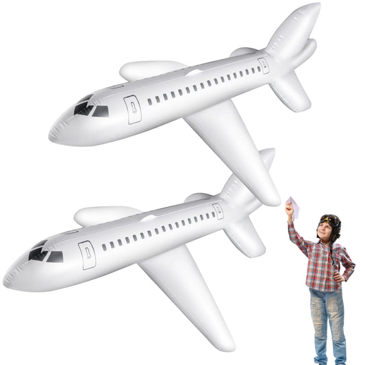 Syhood White 2 Pcs 79 Inch Large Inflatable Airplane Balloon Airplane Aviation Themed for Outdoor Birthday Party Gifts Swimming Pool Decorations Toys