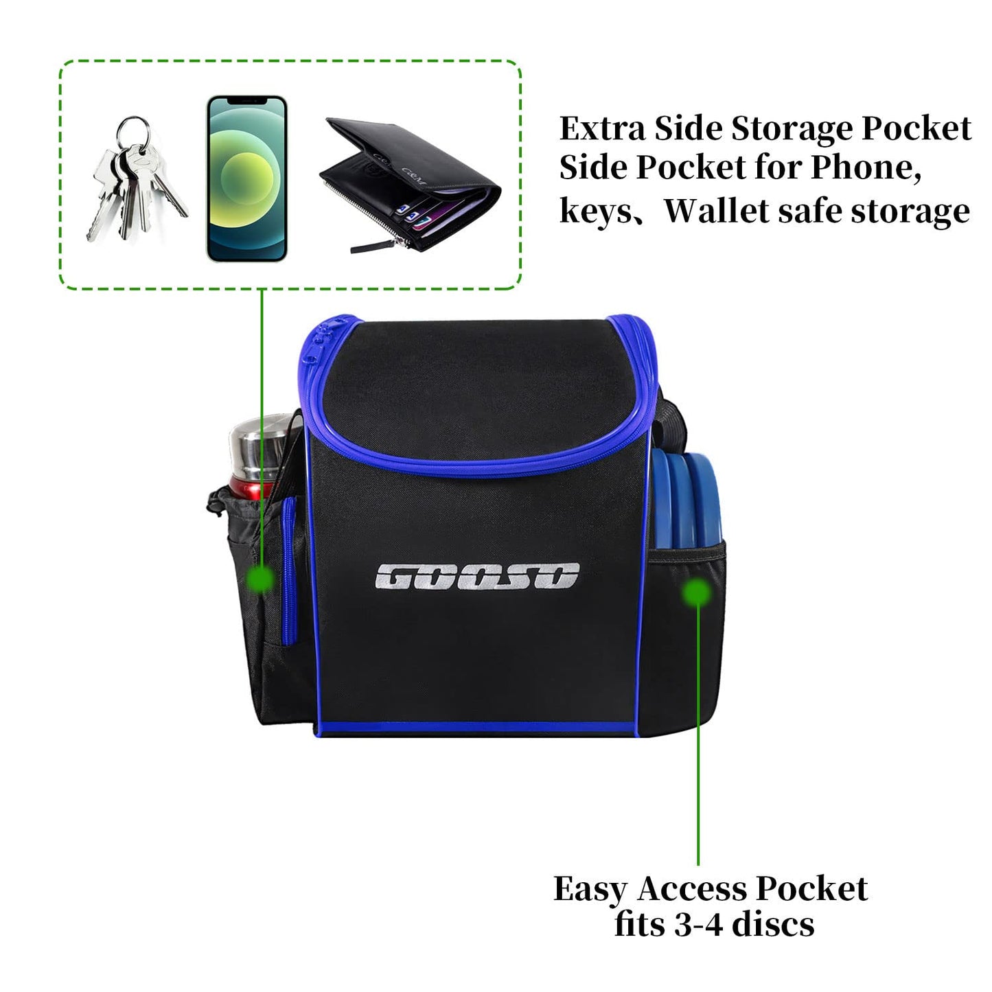 GOOSO Disc Golf Set with Bag - 12 PCS Flying Disc Golf Discs for Beginner with Putter, Midrange, Driver | Portable Disc Golf Backpack Holds 28+ Discs Free Stand Bag Design for Convenient Use