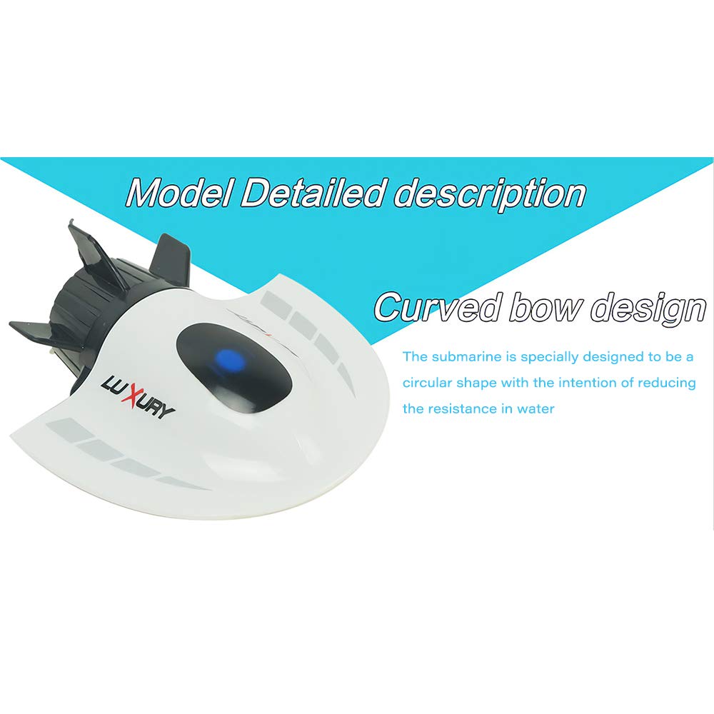 GoolRC Mini RC Submarine Boat, Remote Control Waterproof Diving Toy (White)